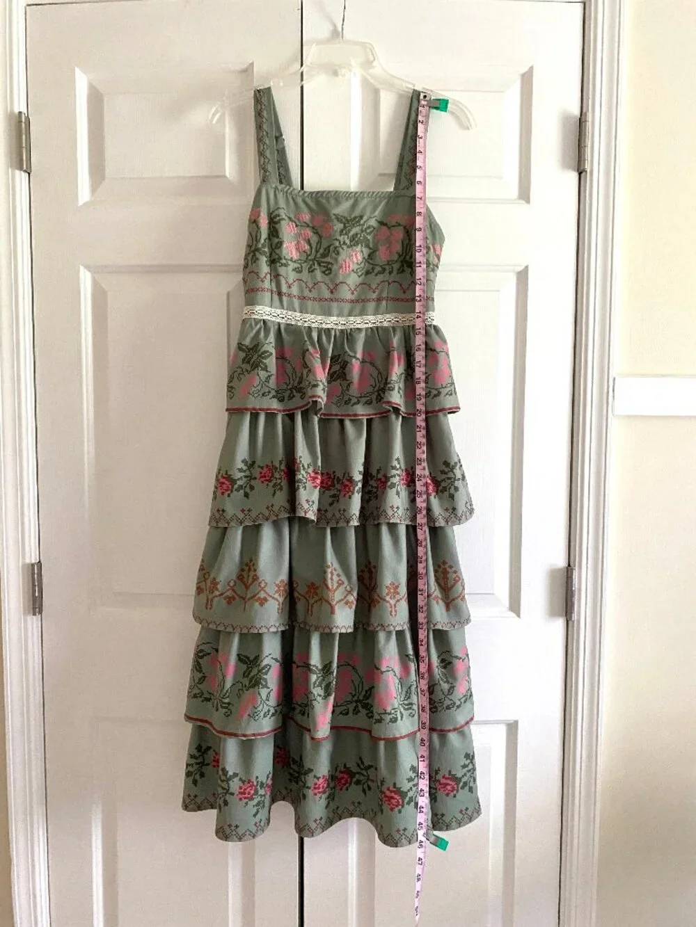 Vintage Tiered Embroidered Dress S
